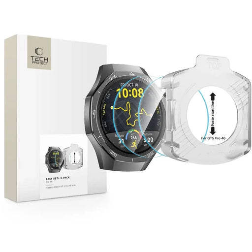 Tech-Protect Easy Set+ 2-pack tempered glass for Huawei Watch GT 5 Pro 46 mm - transparent - Cell phone tempered