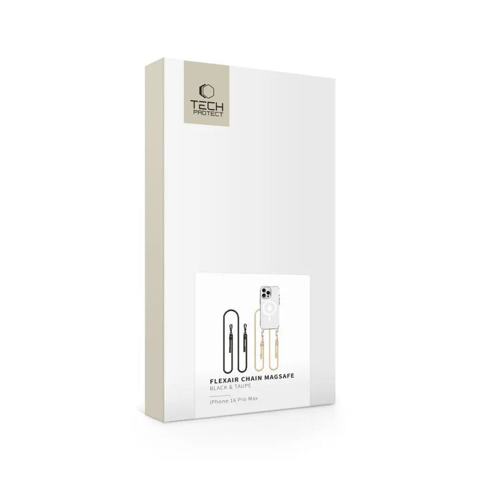 Tech-Protect FlexAir Chain MagSafe Case for iPhone 16 Pro Max - Clear + 2 Lanyards (Black and Taupe) - Cell phone cases