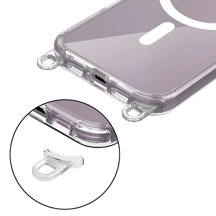 Tech-Protect FlexAir Chain MagSafe iPhone 16 Case - Clear + 2 Lanyards (Black & Taupe) - Cell phone cases