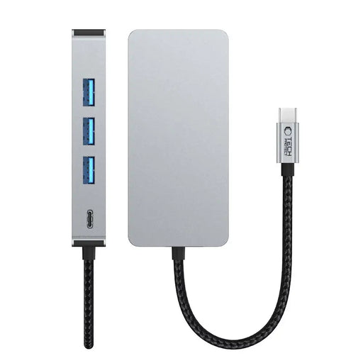 Tech-Protect HB05 HUB 9in1 USB-C + USB2.0 + USB3.0 + HDMI 4K 60HZ + SD / TF + PD100W + RJ45 adapter - gray - USB