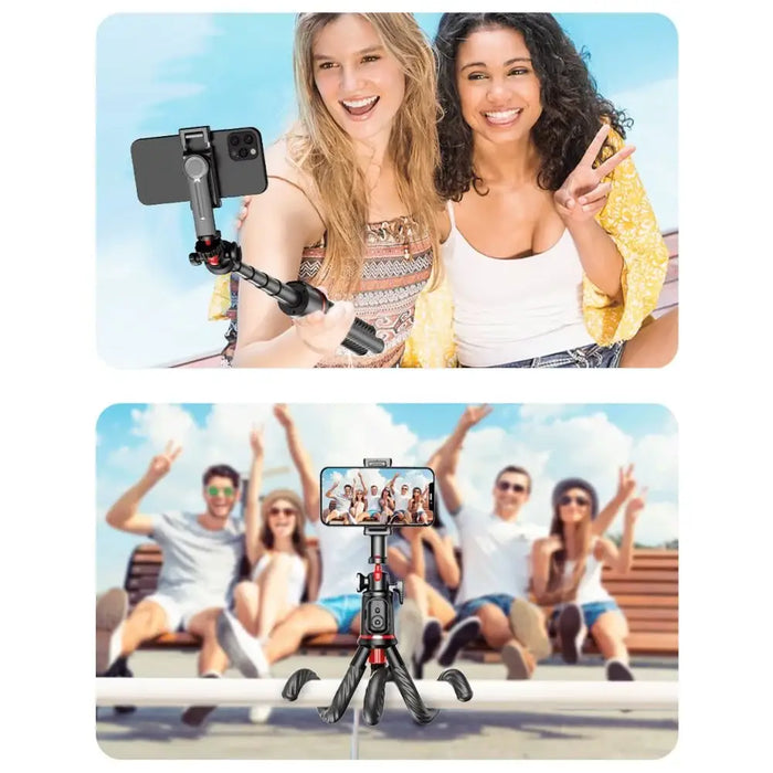 Tech-Protect L07S Bluetooth Selfie Stick with Flexible Tripod up to 54cm and 360 Head - Black - Photo