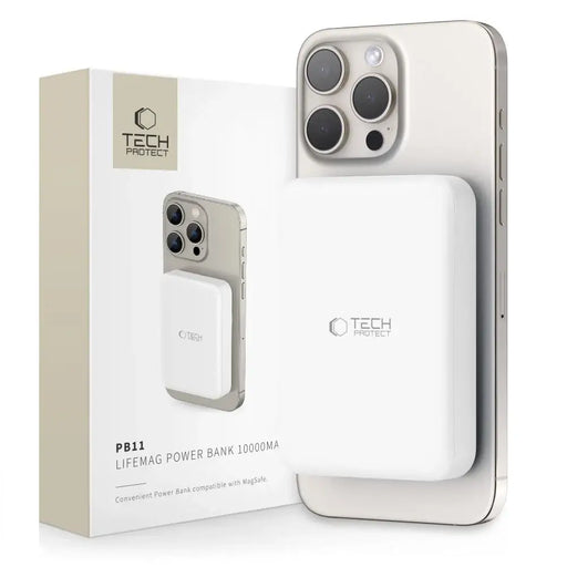 Tech-Protect LifeMag PB11 Powerbank with MagSafe 10000mAh 15W USB-C port - white + USB-C cable - Powerbanks<<<HurtelXML