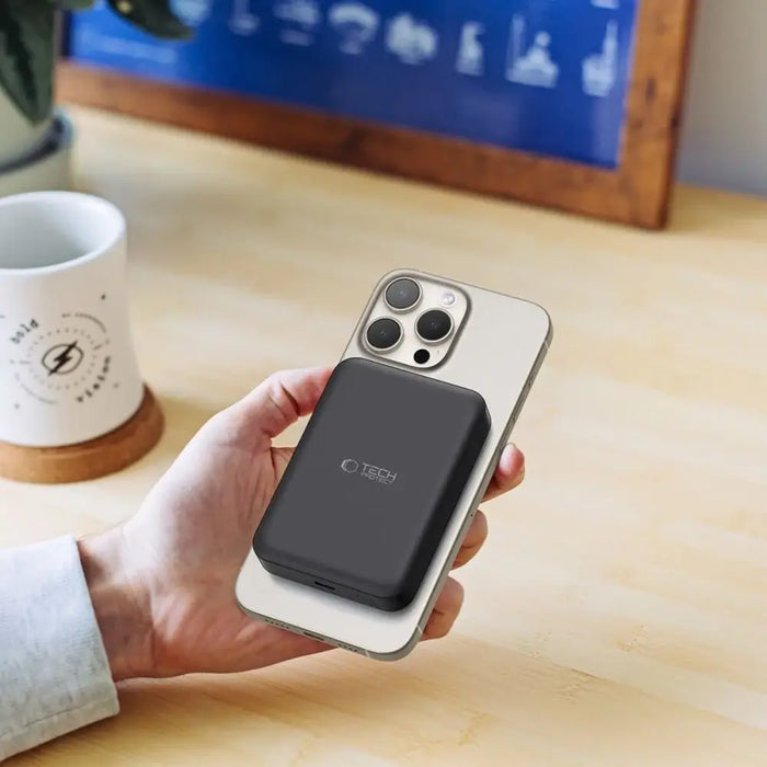 Tech-Protect LifeMag PB11 Powerbank with MagSafe 10000mAh 15W USB-C port - black + USB-C cable - Powerbanks<<<HurtelXML