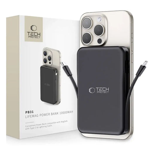 Tech-Protect LifeMag PB31 Power Bank with MagSafe 10000mAh 15W USB-C / USB-A / Built-in USB-C / Lightning Cables