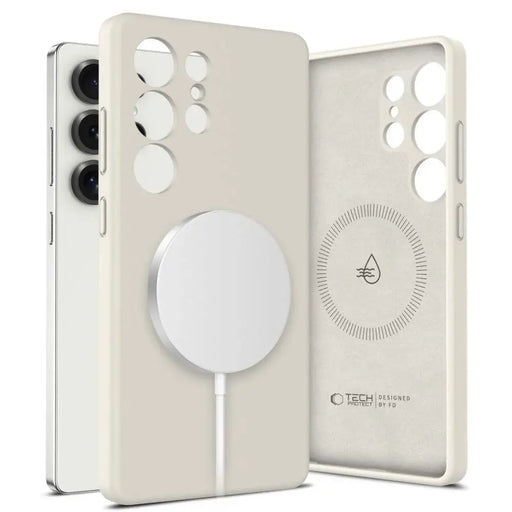 Tech-Protect Liquid Silicone MagSafe Case for Samsung Galaxy S25 Ultra - White - Cell phone cases and covers<<<HurtelXML