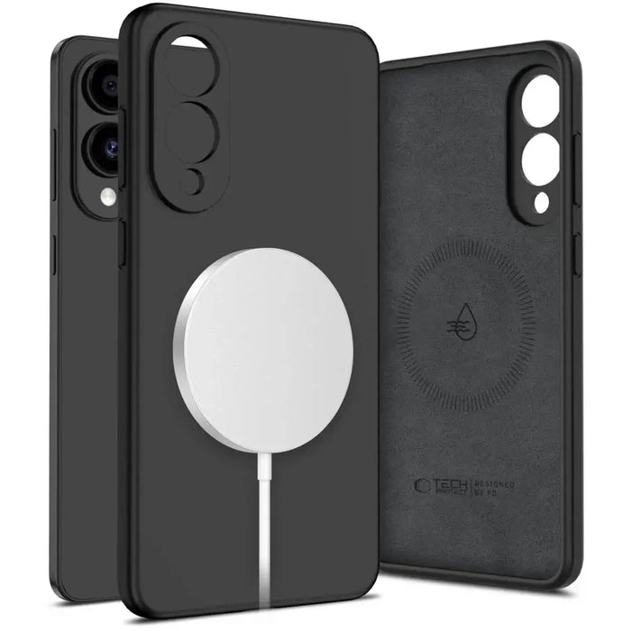 Tech-Protect Liquid Silicone MagSafe case for Samsung Galaxy S25 Edge - black - Cell phone cases and covers<<<HurtelXML