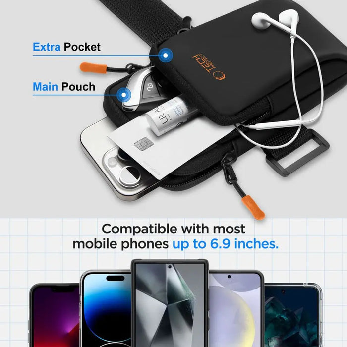 Tech-Protect M7 Universal Sport Armband Case - Black and Orange - Cell phone cases and covers<<<HurtelXML