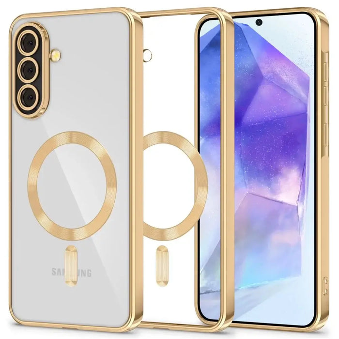 Tech-Protect MagFlex MagSafe Case for Samsung Galaxy A56 5G - Transparent Gold - Cell phone cases and covers<<<HurtelXML