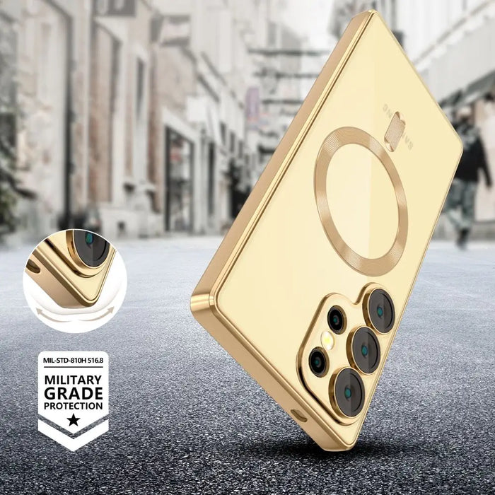 Tech-Protect MagFlex MagSafe Case for Samsung Galaxy S25 Ultra - Transparent Gold - Cell phone cases
