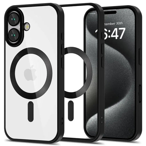 Tech-Protect MagFlex MagSafe iPhone 16 Case - Clear with Black Frame - Cell phone cases and covers<<<HurtelXML