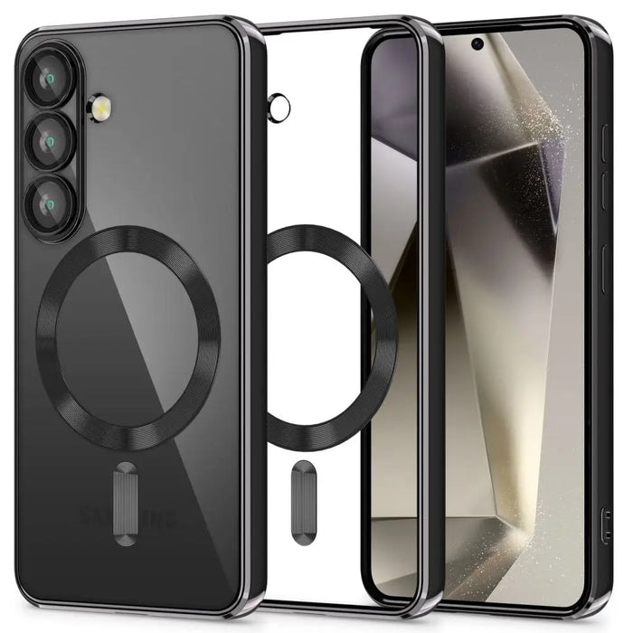 Tech-Protect MagMat MagSafe Case for Samsung Galaxy S25 - Clear Black - Cell phone cases and covers<<<HurtelXML