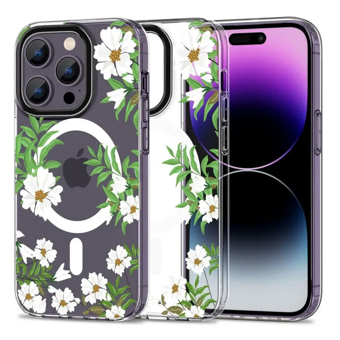 Tech-Protect MagMood MagSafe case for iPhone 14 Pro - daisies with leaves - Cell phone cases and covers<<<HurtelXML