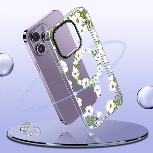 Tech-Protect MagMood MagSafe iPhone 15 Pro Max Case - White Daisies - Cell phone cases and covers<<<HurtelXML
