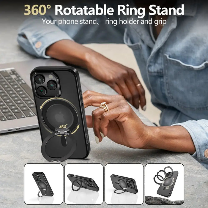 Tech-Protect MagRing MagSafe Case with Stand for iPhone 16 Pro Max - Black - Cell phone cases and covers<<<HurtelXML