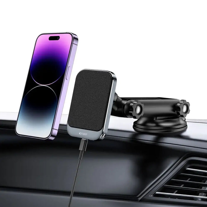 Tech-Protect MM15W-V2 Car Phone Holder with MagSafe 15W Inductive Charger for Cockpit - Black - Cell phone USB