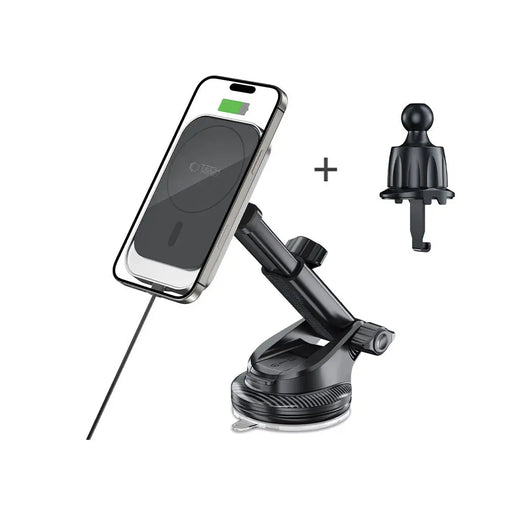Tech-Protect MM15W-V9 Car Holder with MagSafe for Dashboard and Air Vent 15W - Black - Cell phone holders<<<HurtelXML