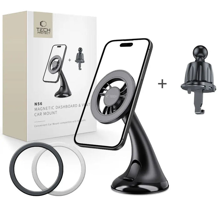 Tech-Protect N56 Car Holder for Dashboard Windshield or Air Vent Mount - Black - Cell phone holders<<<HurtelXML