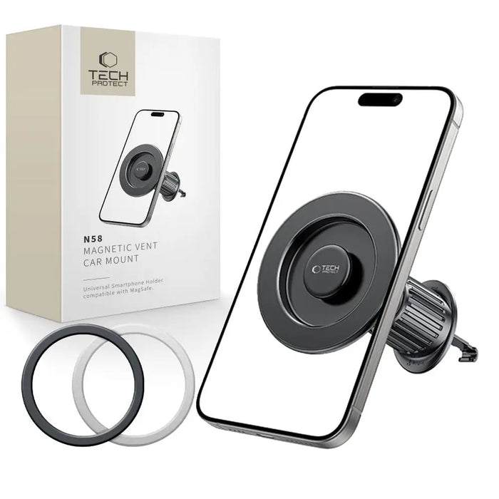 Tech-Protect N58 Magnetic MagSafe Car Air Vent Mount Holder - Black - Cell phone holders<<<HurtelXML