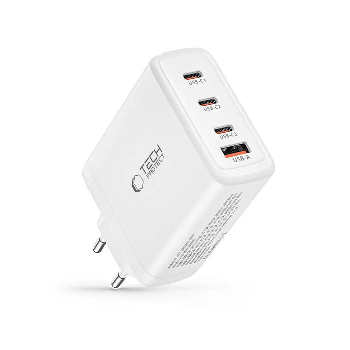 Tech-Protect NC100W-GAN charger GaN 3x USB-C PD 100W / USB-A QC 3.0 - white - Cell phone USB charger<<<HurtelXML