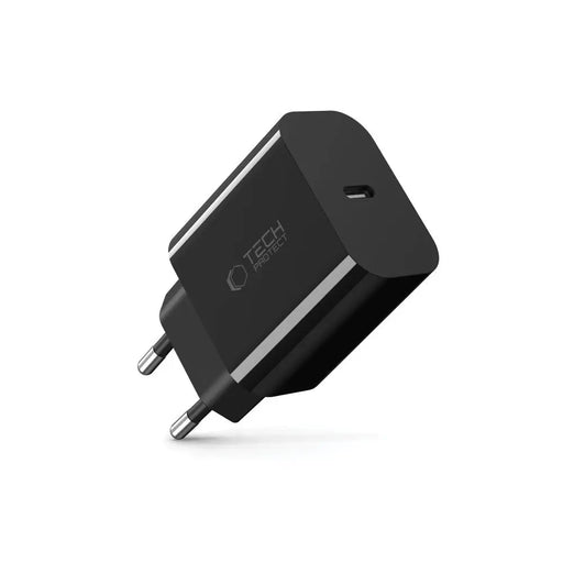 Tech-Protect NC20W USB-C 1-Port PD20W Wall Charger - Black - Cell phone USB charger<<<HurtelXML