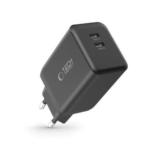 Tech-Protect NC45W-GAN 2-PORT PD45W wall charger - black - Cell phone USB charger<<<HurtelXML