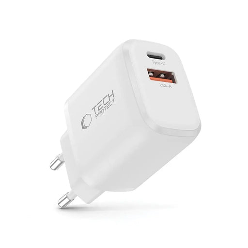 Tech-Protect NCA20 PD 20W QC3.0 USB-A / USB-C Wall Charger - White - Cell phone USB charger<<<HurtelXML