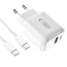 Tech-Protect NCA30 PD 30W QC3.0 USB-A / USB-C Wall Charger + USB-C / USB-C Cable 100cm - White - Cell phone USB