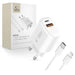 Tech-Protect NCA30 PD 30W QC3.0 USB-A / USB-C Wall Charger + USB-C / Lightning Cable 100cm - White - Cell phone USB