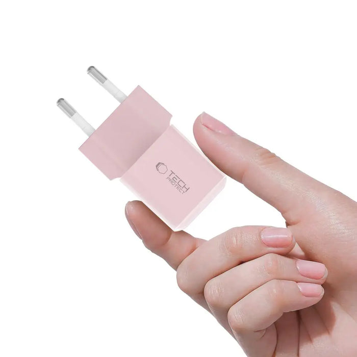 Tech-Protect NCM25 USB-C PD 25W Wall Charger - Pink - Cell phone USB charger<<<HurtelXML