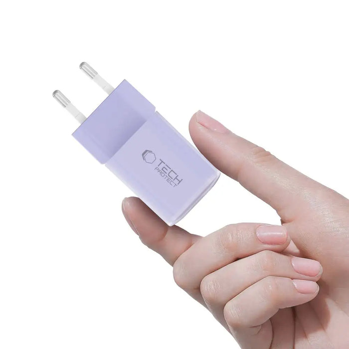 Tech-Protect NCM33 PD 33W QC3.0 USB-C / USB-C Wall Charger - Purple - Cell phone USB charger<<<HurtelXML