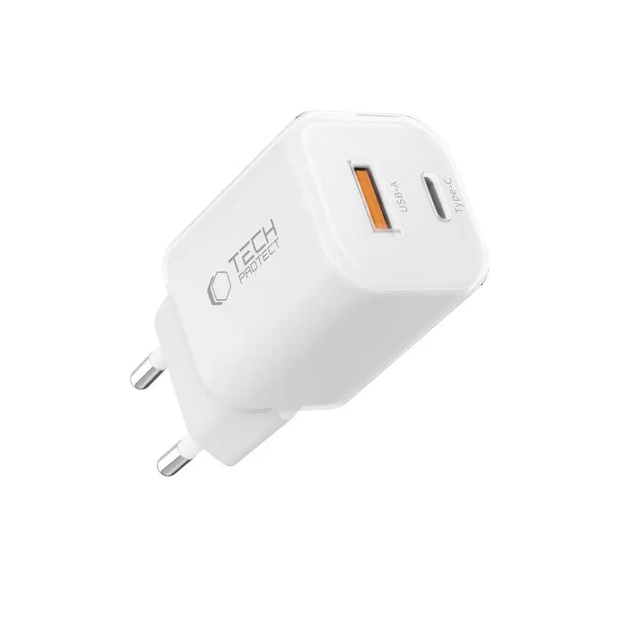 Tech-Protect NCM33W 2-port PD33W/QC3.0 wall charger - white - Cell phone USB charger<<<HurtelXML
