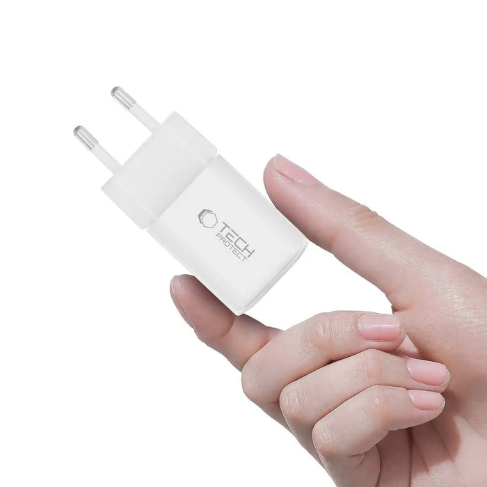 Tech-Protect NCM33W 2-port PD33W/QC3.0 wall charger - white - Cell phone USB charger<<<HurtelXML