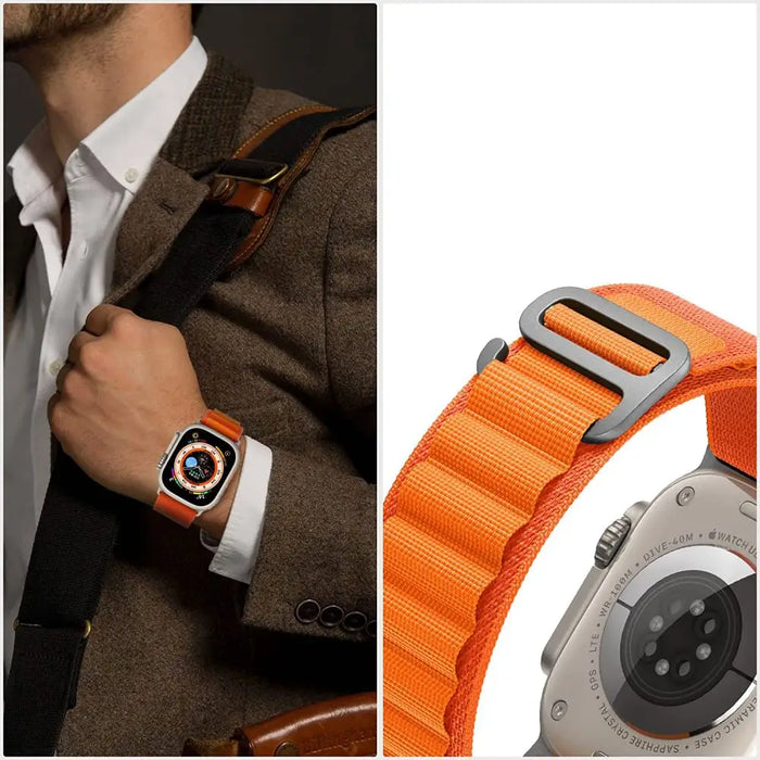 Tech-Protect Nylon Pro Strap for Apple Watch 4 / 5 / 6 / 7 / 8 / 9 / SE / Ultra 1 / 2 (42/44/45/49 mm) - Orange - Other