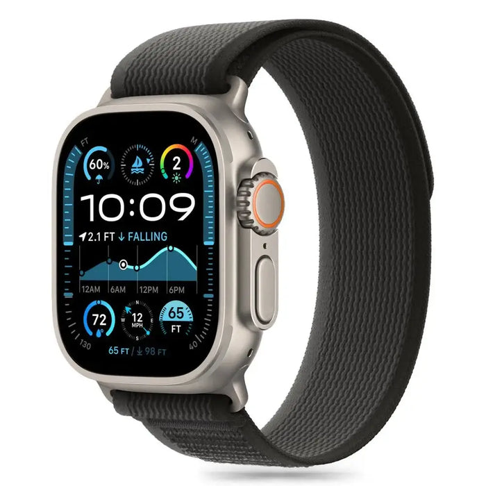 Tech-Protect Nylon Stripe for Apple Watch 6/7/8/9/10/SE/Ultra 1/2 (44/45/46/49 MM) - Black & Orange - Smartwatch straps