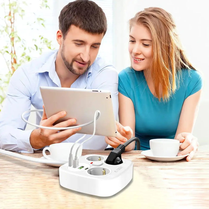 Tech-Protect PCS3X4 power strip 3 sockets 2xUSB-A 2xUSB-C 200 cm - white - Cables and tapes<<<HurtelXML