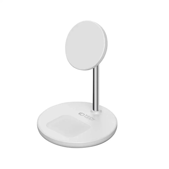Tech-Protect QI15W-A21 MagSafe 15W inductive charger with 2in1 smartphone/headphone stand - white - Cell phone USB