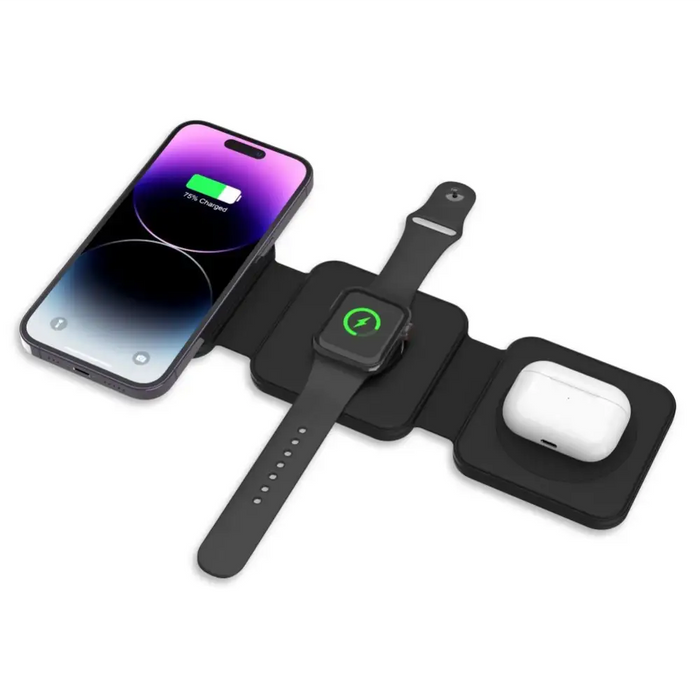 Tech-Protect QI15W-A24 MagSafe 3in1 Inductive Charger for Smartphone / AirPods / Apple Watch - Black - Cell phone USB