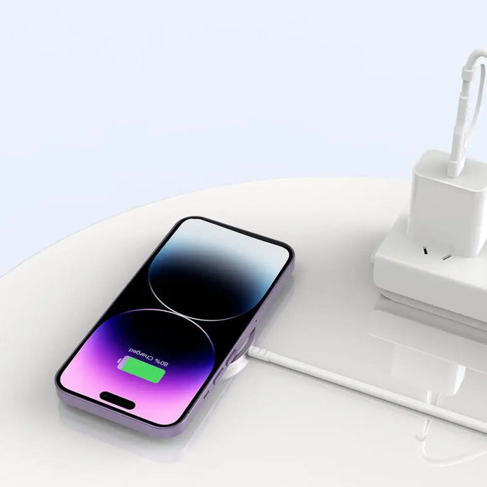 Tech-Protect QI15W-A25 MagSafe 15W Inductive Charger with USB-A / USB-C Cable - White - Cell phone USB