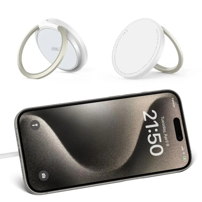 Tech-Protect QI15W-A33 Inductive Charger with MagSafe and Stand with USB-A / USB-C Cable - White - Cell phone USB