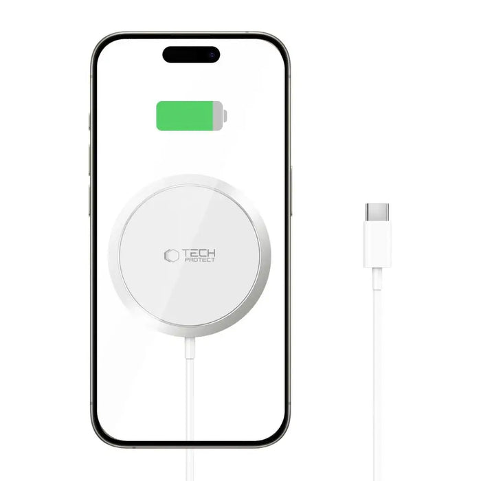 Tech-Protect QI15W-A34 MagSafe Inductive Charger with USB-C Cable - White - Cell phone USB charger<<<HurtelXML