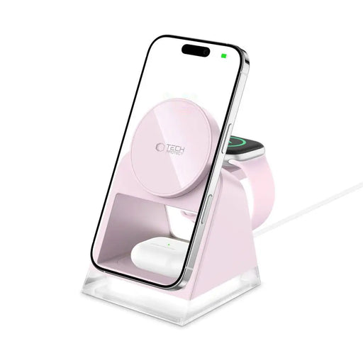 Tech-Protect QI15W-A43 3in1 MagSafe Inductive Charger - Pink - Cell phone USB charger<<<HurtelXML