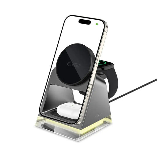 Tech-Protect QI15W-A43 3in1 Wireless Charger with MagSafe for Apple Devices - Black - Cell phone USB charger<<<HurtelXML