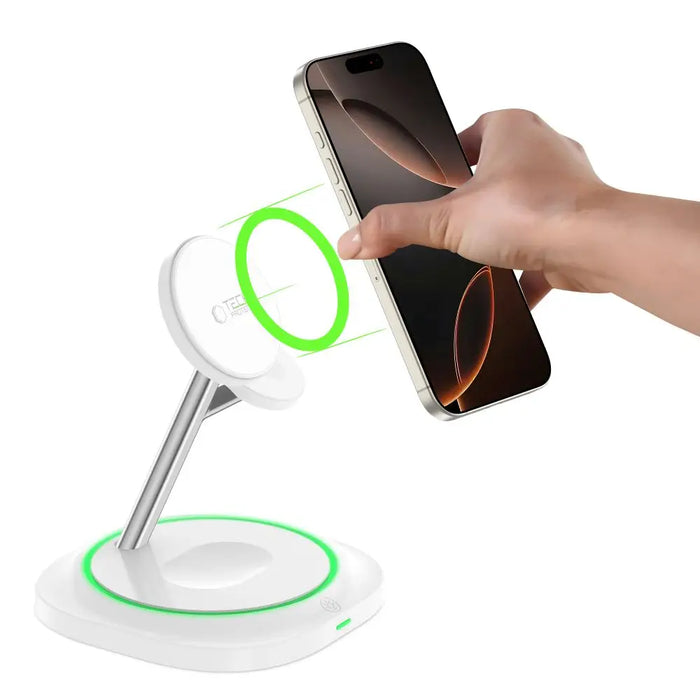 Tech-Protect QI15W-A46 3in1 Magnetic MagSafe Inductive Charger - White - Cell phone USB charger<<<HurtelXML