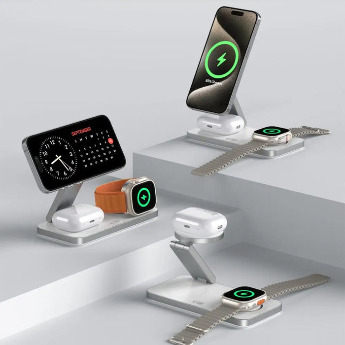 Tech-Protect QI15W-A47 MagSafe 3in1 Inductive Charger + USB-C Cable - White - Cell phone USB charger<<<HurtelXML