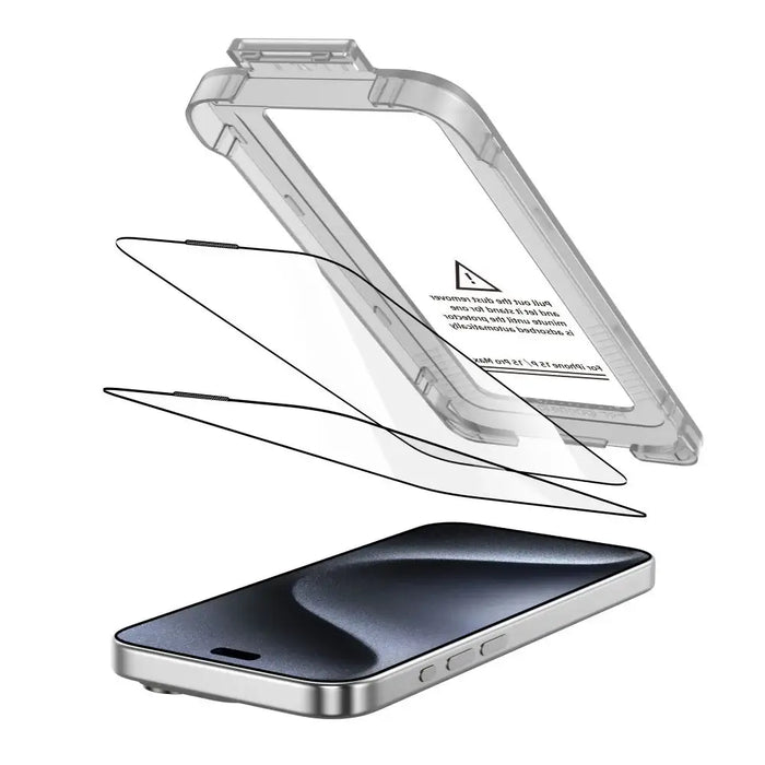 Tech-Protect Quick Set+ 2-pack tempered glass for iPhone 15 Pro - black - Cell phone tempered glass<<<HurtelXML
