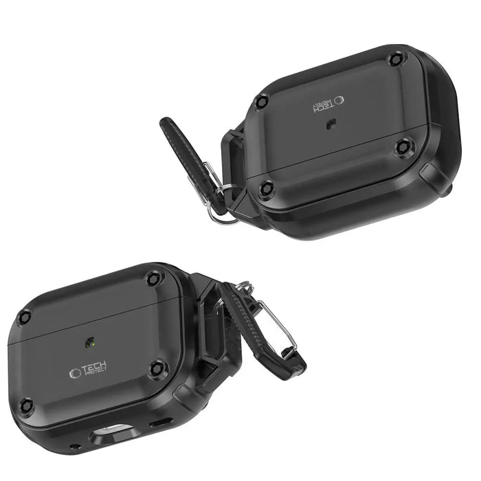 Tech-Protect Rough Hook Case with Carabiner for Apple AirPods Pro 1 / 2 - Black - Cell phone cases