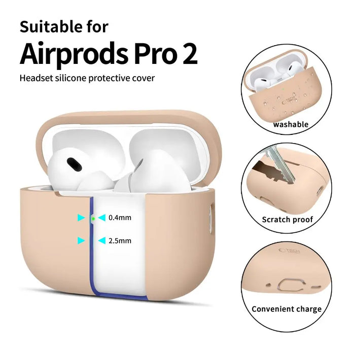 Tech-Protect Silicone Case for Apple AirPods Pro 1 / 2 - Beige - Cell phone cases and covers<<<HurtelXML