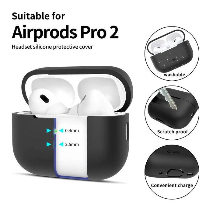 Tech-Protect Silicone Case for Apple AirPods Pro 1 / 2 - Black - Cell phone cases and covers<<<HurtelXML