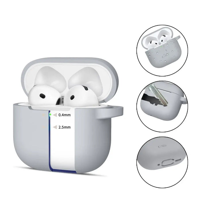 Tech-Protect Silicone Hook Case for AirPods 4 - Gray - Cell phone cases and covers<<<HurtelXML