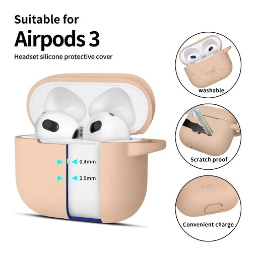Tech-Protect Silicone Hook Case for Apple AirPods 3 - Beige - Cell phone cases and covers<<<HurtelXML